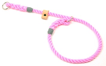 Rope dog slip collar with sliding leather stopper