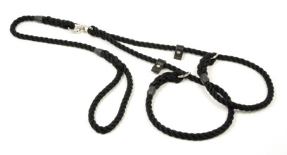 Rope brace slip lead with swivel (two dogs - one handle)