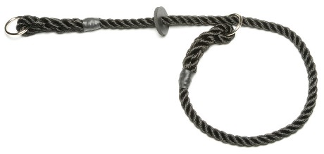 Rope dog slip collar with sliding rubber stopper