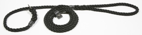 Rope gundog lead with leather stop